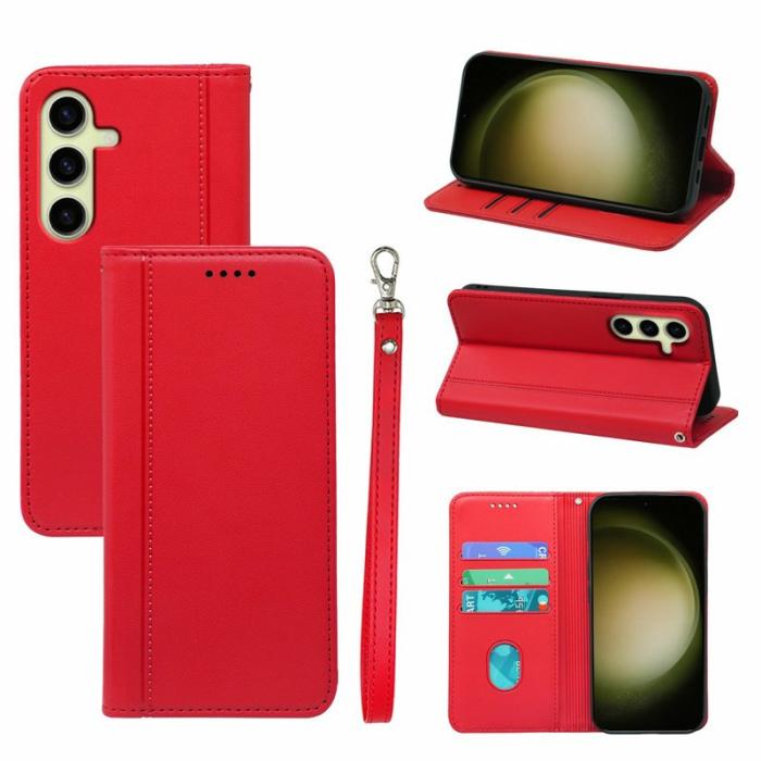 OEM - Plånboksfodral för Samsung Galaxy S26 Plus Magnetiskt Konstläder - Röd