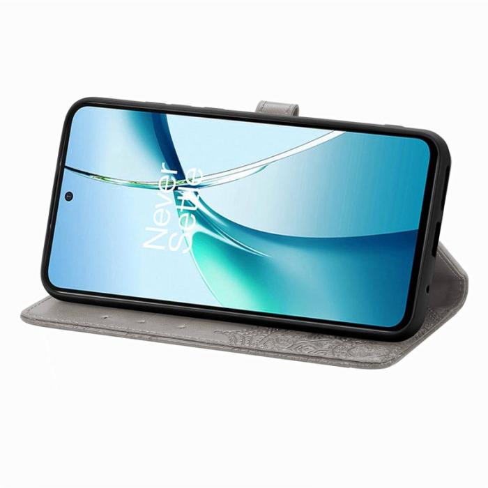 OEM - Plånboksfodral för Samsung Galaxy S26 Plus Mandala Blommor Konstläder - Grå