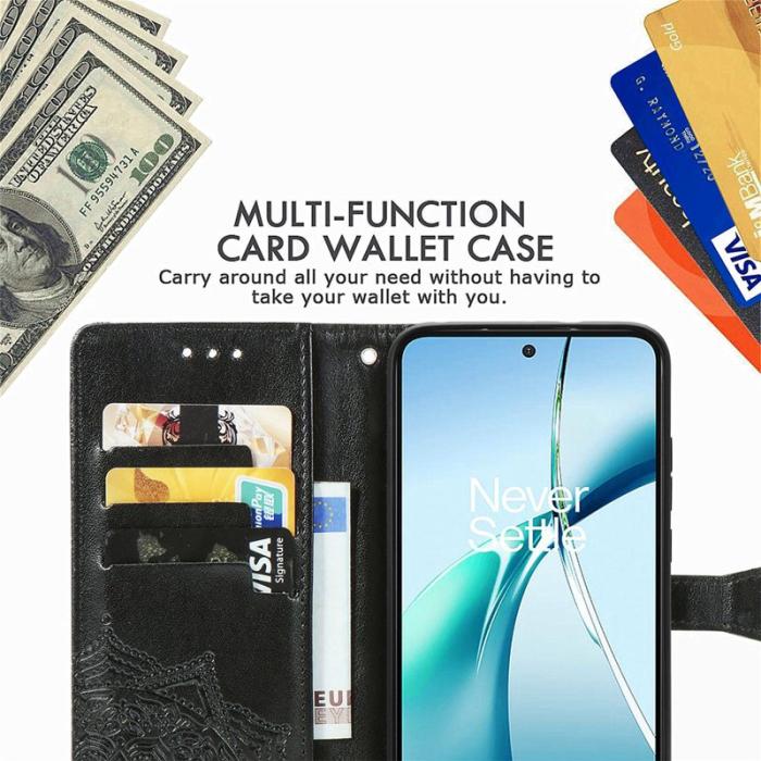 OEM - Plånboksfodral för Samsung Galaxy S26 Plus Mandala Blommor Konstläder - Svart