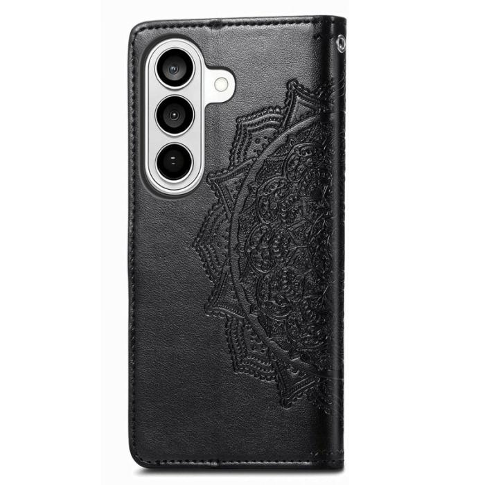 OEM - Plånboksfodral för Samsung Galaxy S26 Plus Mandala Blommor Konstläder - Svart