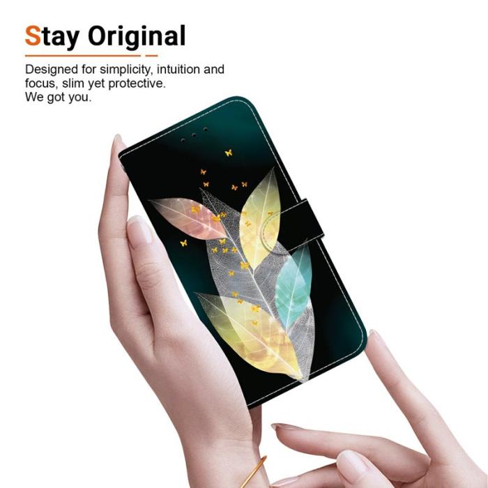 OEM - Plånboksfodral för Samsung Galaxy S26 Plus Mönstertryckt Konstläder Färgade löv