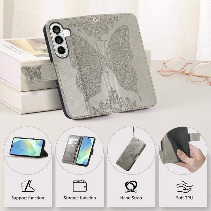 OEM - Plånboksfodral för Samsung Galaxy S26 Plus Konstläder med rem - Grå