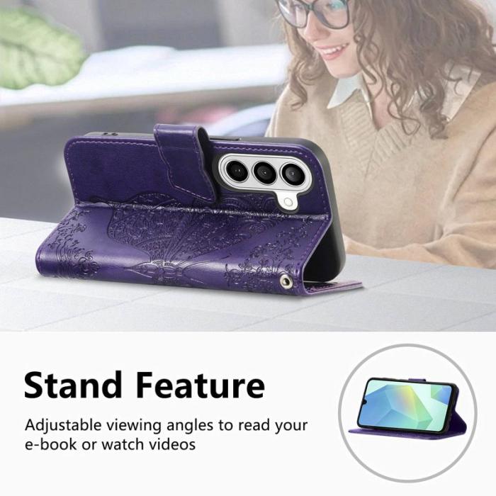 OEM - Plånboksfodral för Samsung Galaxy S26 Plus Konstläder med rem - Mörklila