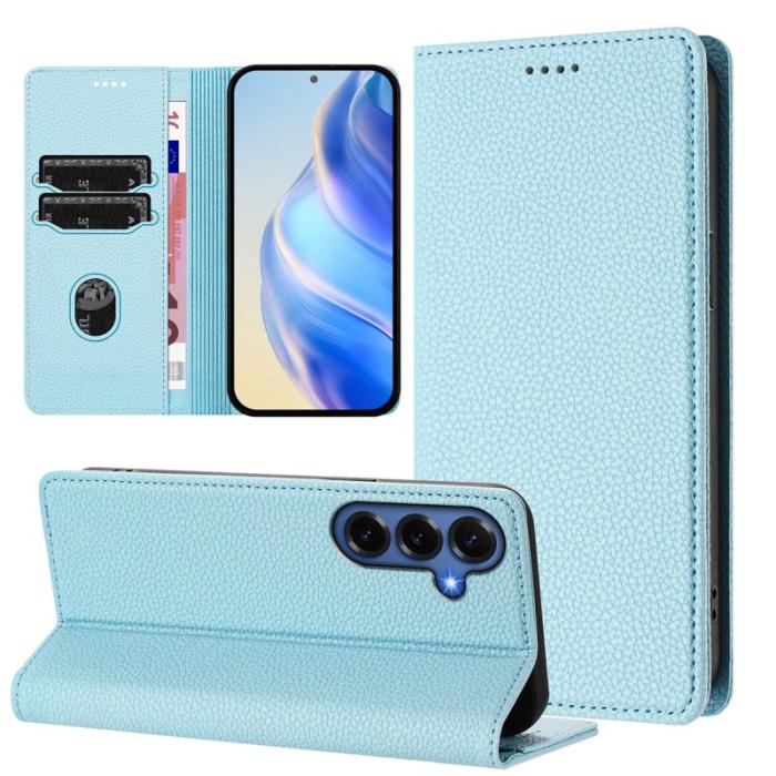 OEM - Plånboksfodral för Samsung Galaxy S26 Plus RFID Blocking Konstläder - Ljusblå