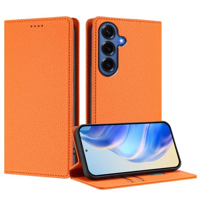 OEM - Plånboksfodral för Samsung Galaxy S26 Plus RFID Blocking Konstläder - Orange