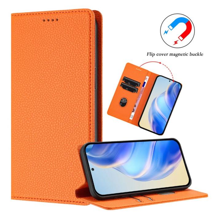 OEM - Plånboksfodral för Samsung Galaxy S26 Plus RFID Blocking Konstläder - Orange