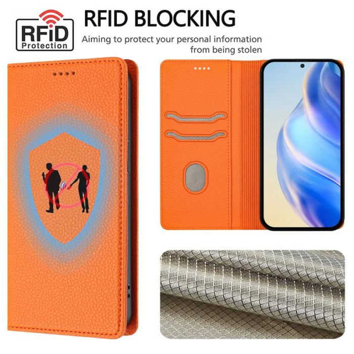 OEM - Plånboksfodral för Samsung Galaxy S26 Plus RFID Blocking Konstläder - Orange
