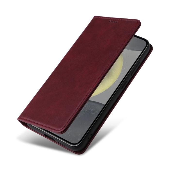 OEM - Plånboksfodral för Samsung Galaxy S26 Plus RFID Blocking Konstläder - Vinröd