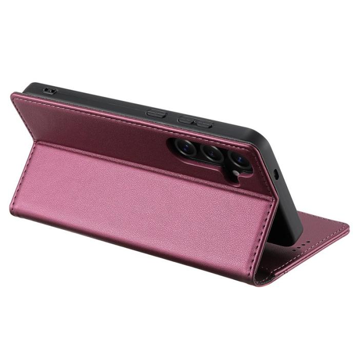 N.BEKUS - N.BEKUS Plånboksfodral för Samsung Galaxy S26 Plus RFID Konstläder Vinröd