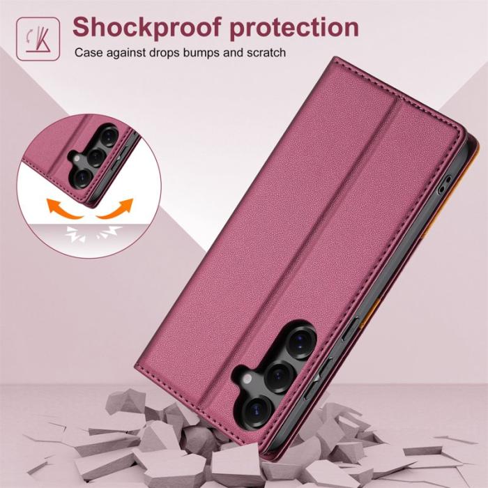 N.BEKUS - N.BEKUS Plånboksfodral för Samsung Galaxy S26 Plus RFID Konstläder Vinröd