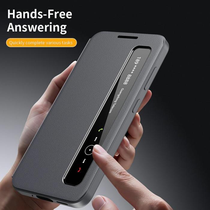 OEM - Mobilfodral för Samsung Galaxy S26 Plus Smart View Konstläder - Grå