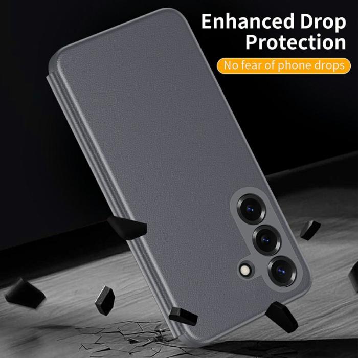 OEM - Mobilfodral för Samsung Galaxy S26 Plus Smart View Konstläder - Grå