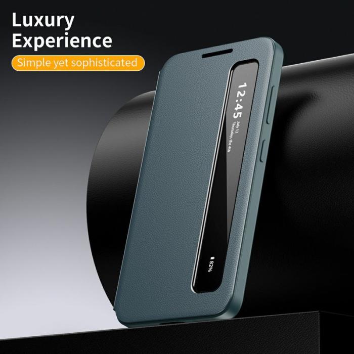 OEM - Mobilfodral för Samsung Galaxy S26 Plus Smart View Konstläder - Grön