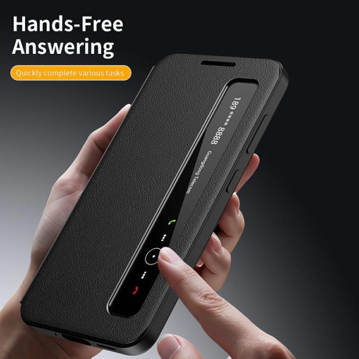 OEM - Mobilfodral för Samsung Galaxy S26 Plus Smart View Konstläder - Svart