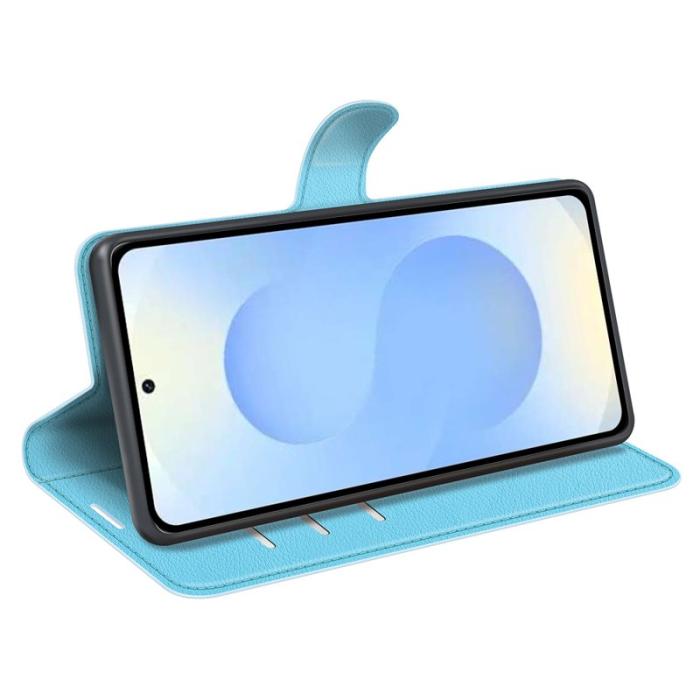 OEM - Plånboksfodral för Samsung Galaxy S26 Plus Ställ Konstläder - Blå