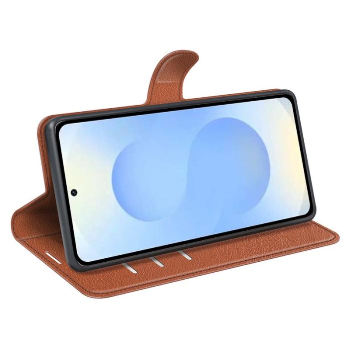 OEM - Plånboksfodral för Samsung Galaxy S26 Plus Ställ Konstläder - Brun