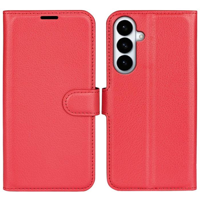 OEM - Plånboksfodral för Samsung Galaxy S26 Plus Ställ Konstläder - Röd