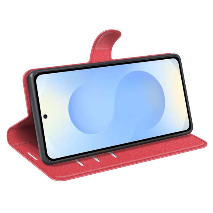 OEM - Plånboksfodral för Samsung Galaxy S26 Plus Ställ Konstläder - Röd