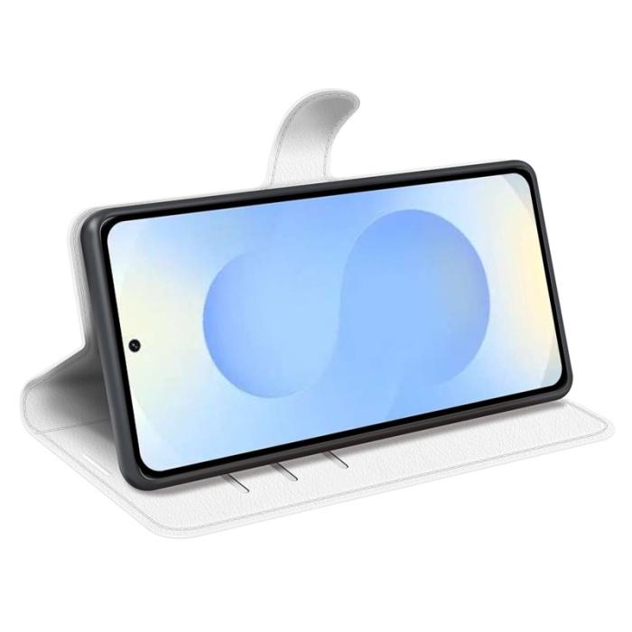 OEM - Plånboksfodral för Samsung Galaxy S26 Plus Ställ Konstläder - Vit