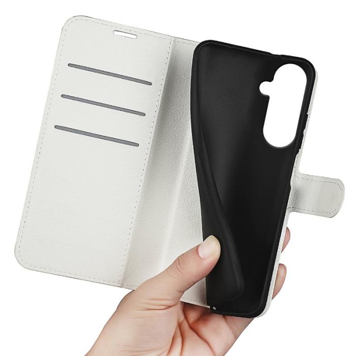 OEM - Plånboksfodral för Samsung Galaxy S26 Plus Ställ Konstläder - Vit