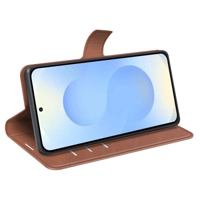 OEM - Mobilfodral för Samsung Galaxy S26 Plus Ställfunktion Konstläder - Ljusbrun