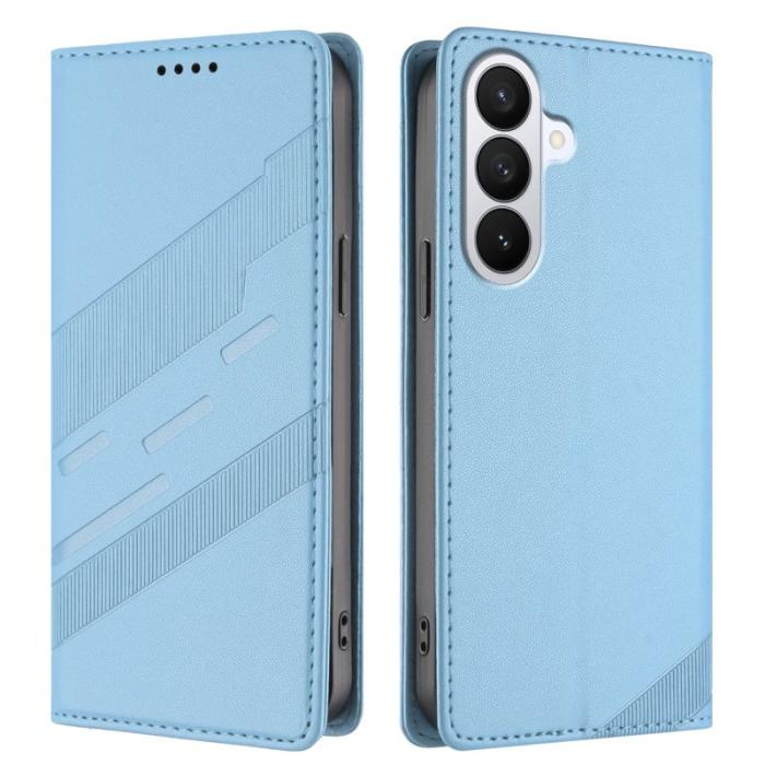 OEM - Plånboksfodral för Samsung Galaxy S26 Punkstil Ställ Äkta läder - Ljusblå