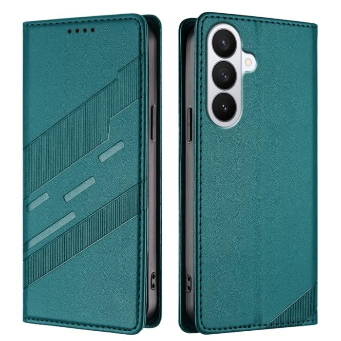 OEM - Plånboksfodral för Samsung Galaxy S26 Punkstil Ställ Äkta läder - Mörkgrön