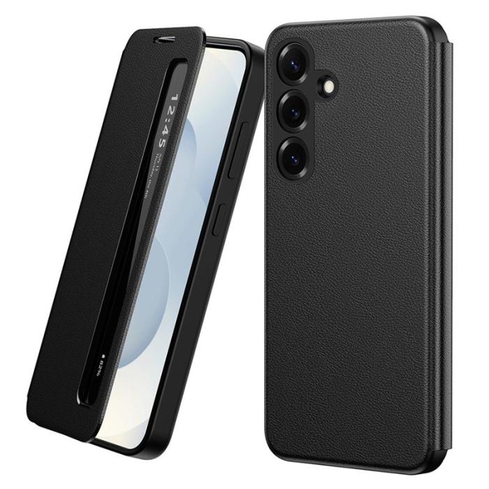 OEM - Mobilfodral för Samsung Galaxy S26 Smart View Konstläder - Svart