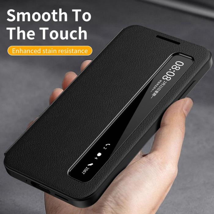 OEM - Mobilfodral för Samsung Galaxy S26 Smart View Konstläder - Svart