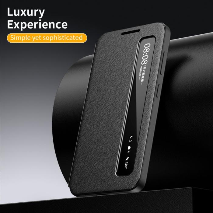 OEM - Mobilfodral för Samsung Galaxy S26 Smart View Konstläder - Svart