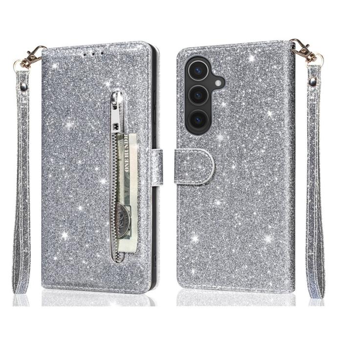 OEM - Mobilfodral för Samsung Galaxy S26 Ställfunktion Glitter - Silver