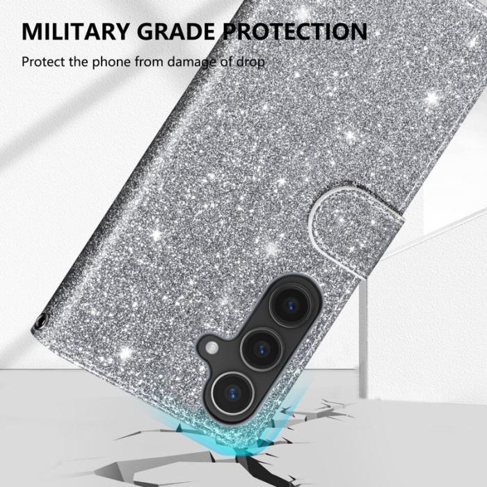 OEM - Mobilfodral för Samsung Galaxy S26 Ställfunktion Glitter - Silver