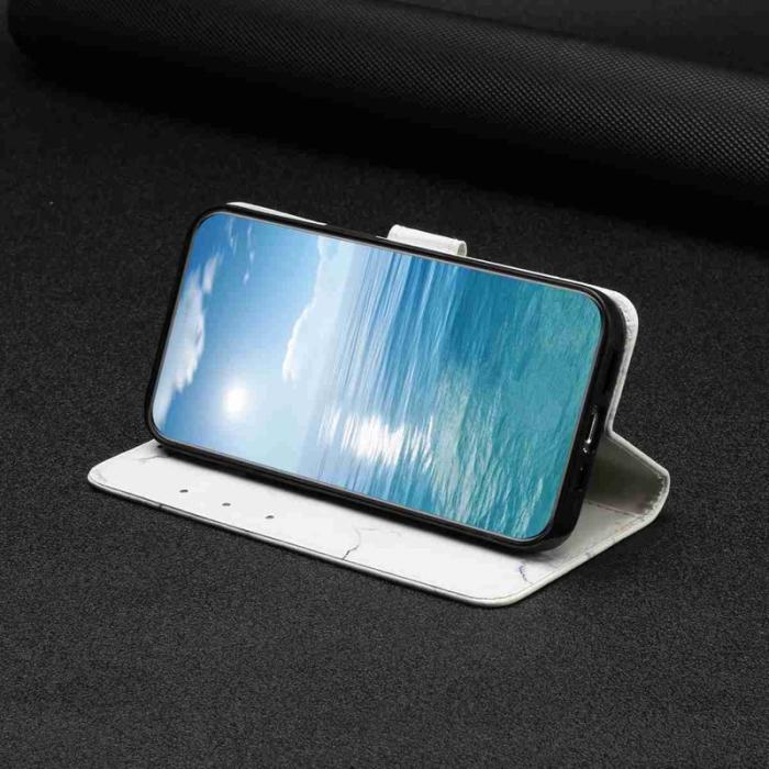 OEM - Plånboksfodral för Samsung Galaxy S26 Ställfunktion Konstläder - Vit marmor