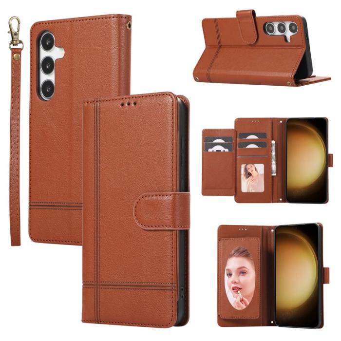 OEM - Mobilfodral för Samsung Galaxy S26 TPU Konstläder Flip - Brun