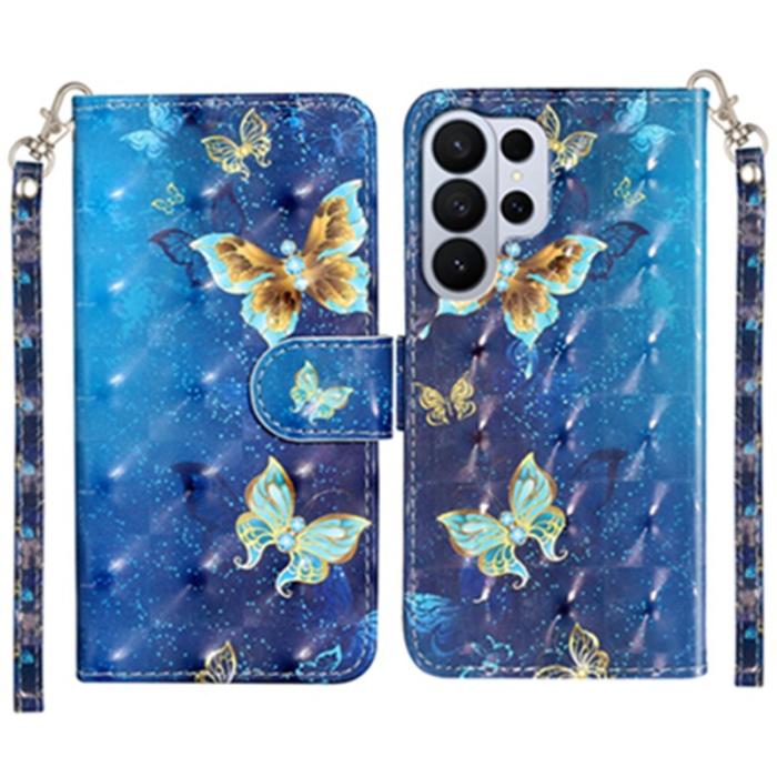 OEM - Plånboksfodral för Samsung Galaxy S26 Ultra 3D-mönster Konstläder - Blå