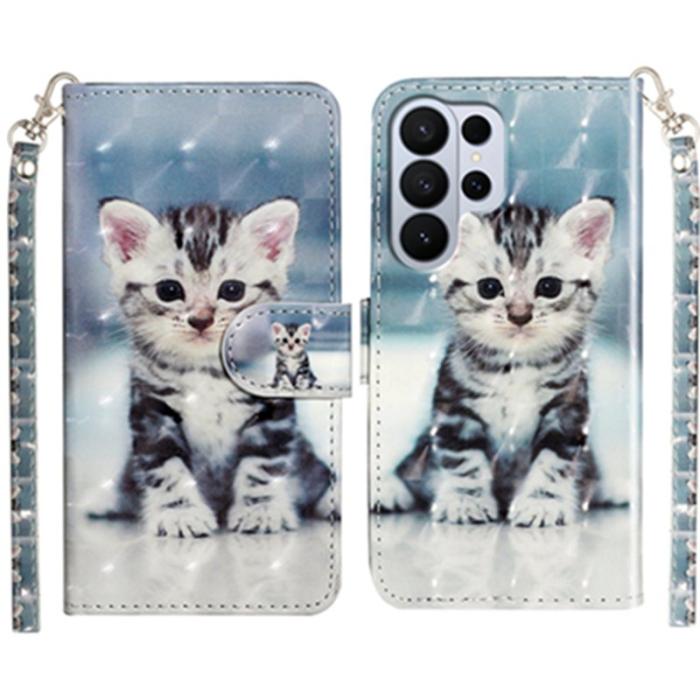 OEM - Plånboksfodral för Samsung Galaxy S26 Ultra 3D-mönster Konstläder - Katt