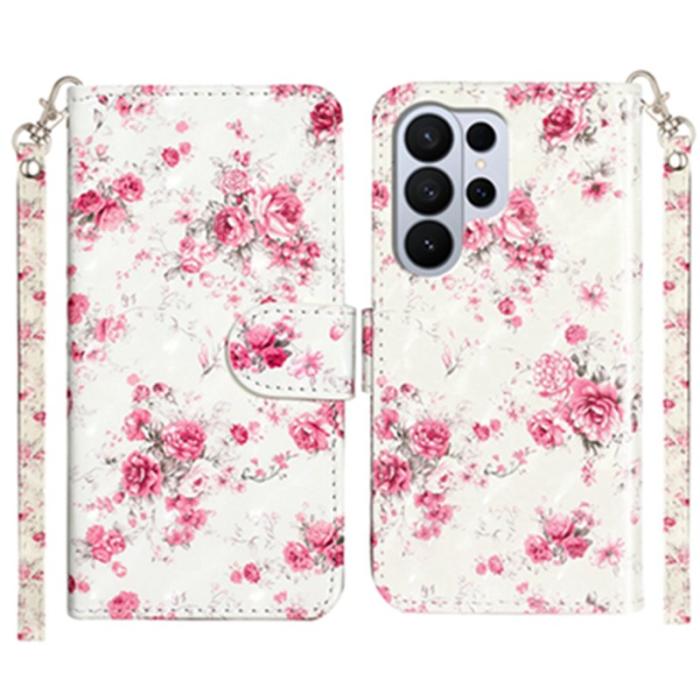 OEM - Plånboksfodral för Samsung Galaxy S26 Ultra 3D-mönster Konstläder - Rosor
