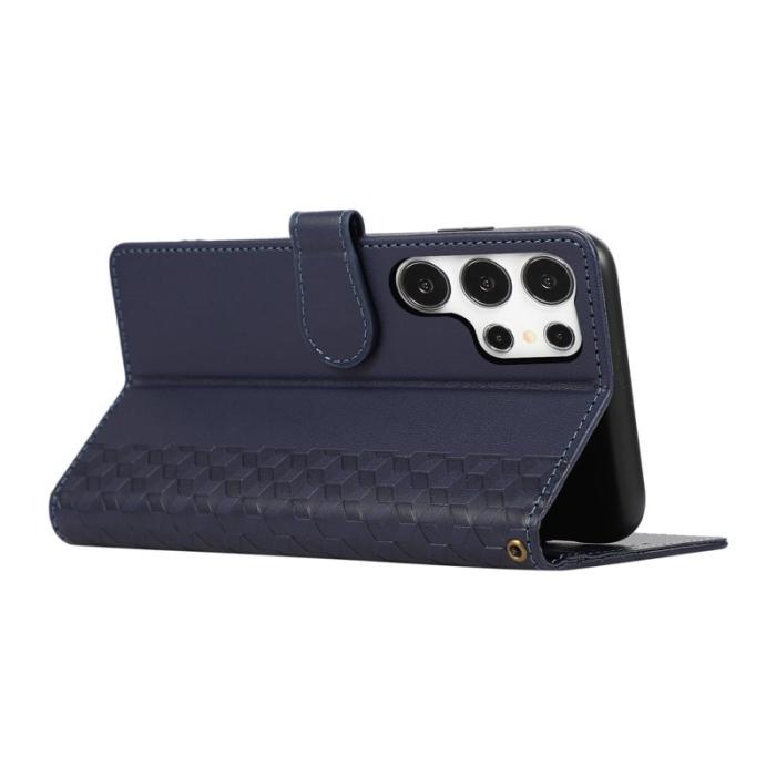 OEM - Plånboksfodral för Samsung Galaxy S26 Ultra 3D Rhombus Konstläder - Blå