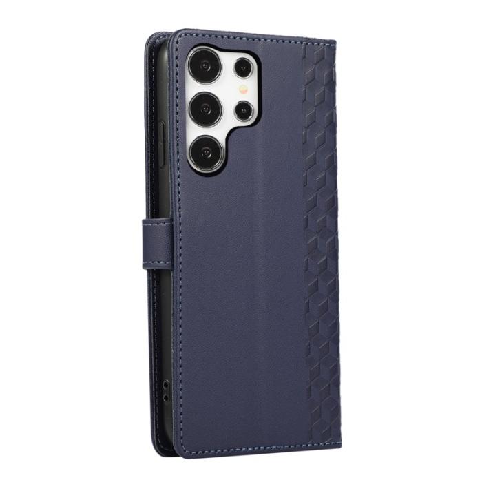 OEM - Plånboksfodral för Samsung Galaxy S26 Ultra 3D Rhombus Konstläder - Blå