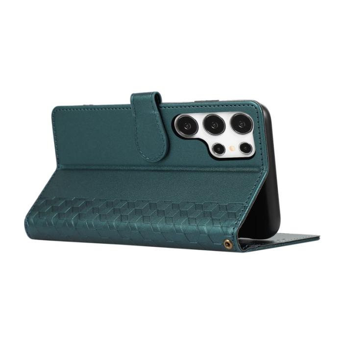 OEM - Plånboksfodral för Samsung Galaxy S26 Ultra 3D Rhombus Konstläder - Grön