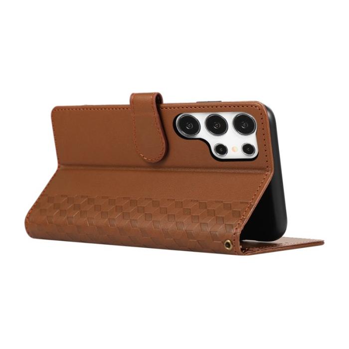 OEM - Plånboksfodral för Samsung Galaxy S26 Ultra 3D Rhombus Konstläder - Brun