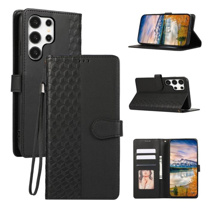 OEM - Plånboksfodral för Samsung Galaxy S26 Ultra 3D Rhombus - Svart