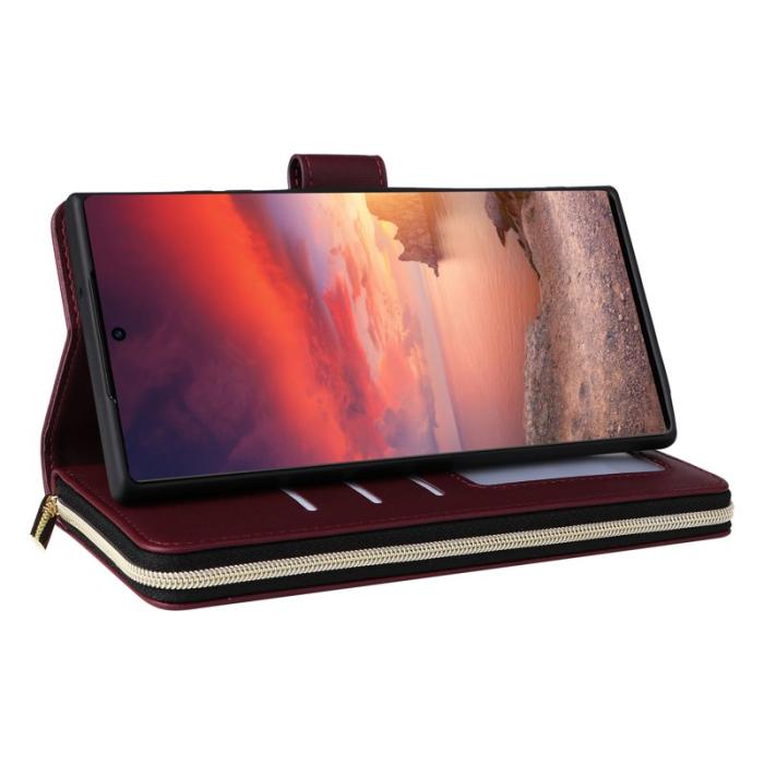 OEM - Mobilfodral för Samsung Galaxy S26 Ultra 9 Kortfack - Vinröd