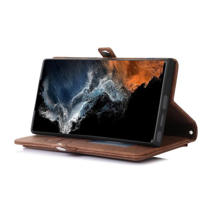 OEM - Mobilfodral för Samsung Galaxy S26 Ultra 9 Kortplatser Konstläder - Brun