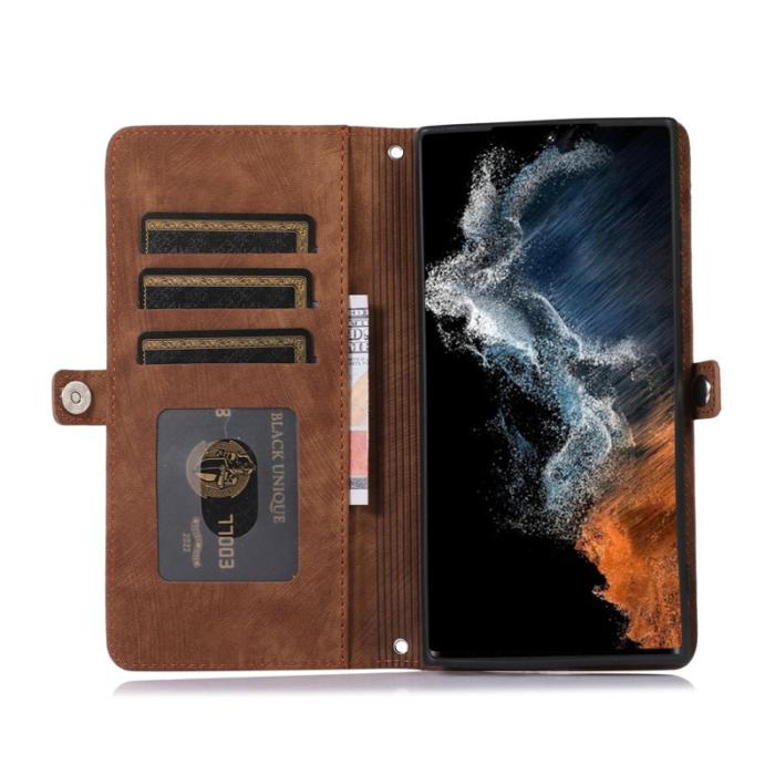 OEM - Mobilfodral för Samsung Galaxy S26 Ultra 9 Kortplatser Konstläder - Brun