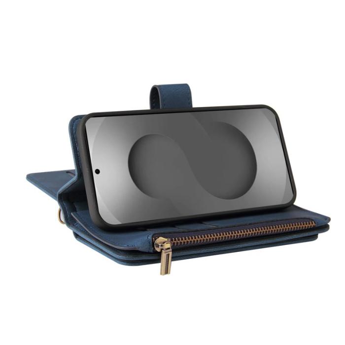 OEM - Plånboksfodral för Samsung Galaxy S26 Ultra Äkta läder 15 kortfack - Blå