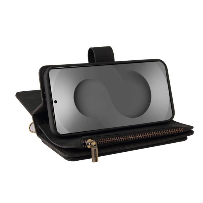 OEM - Plånboksfodral för Samsung Galaxy S26 Ultra Äkta läder 15 kortfack - Svart