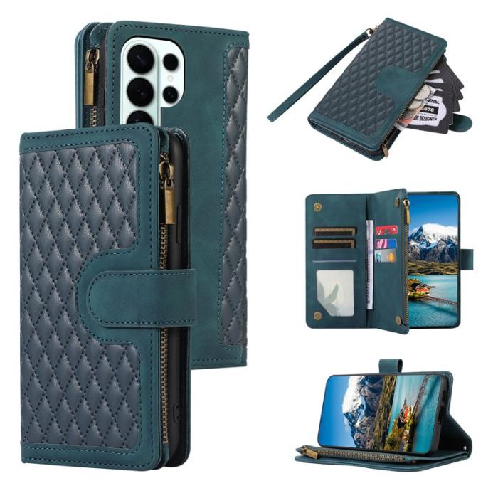 OEM - Mobilfodral för Samsung Galaxy S26 Ultra Konstläder 9 kortfack - Grön