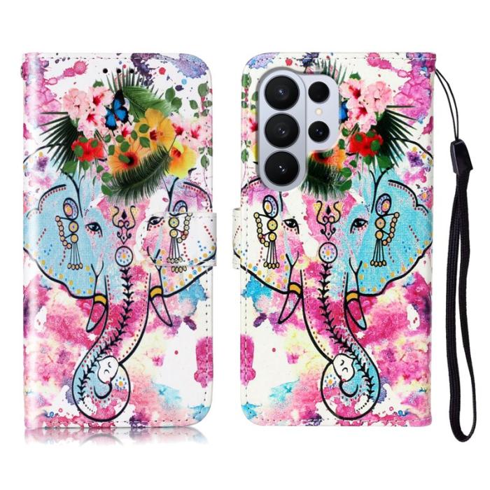 OEM - Plånboksfodral för Samsung Galaxy S26 Ultra Konstläder - Blomma Elefant