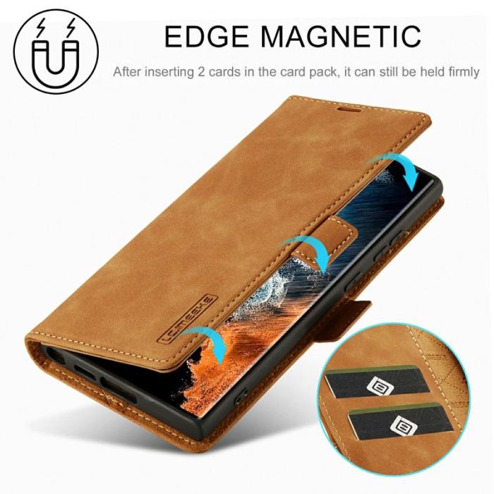 LC.imeeke - LC.IMEEKE Plånboksfodral för Samsung Galaxy S26 Ultra Äkta läder - Brun